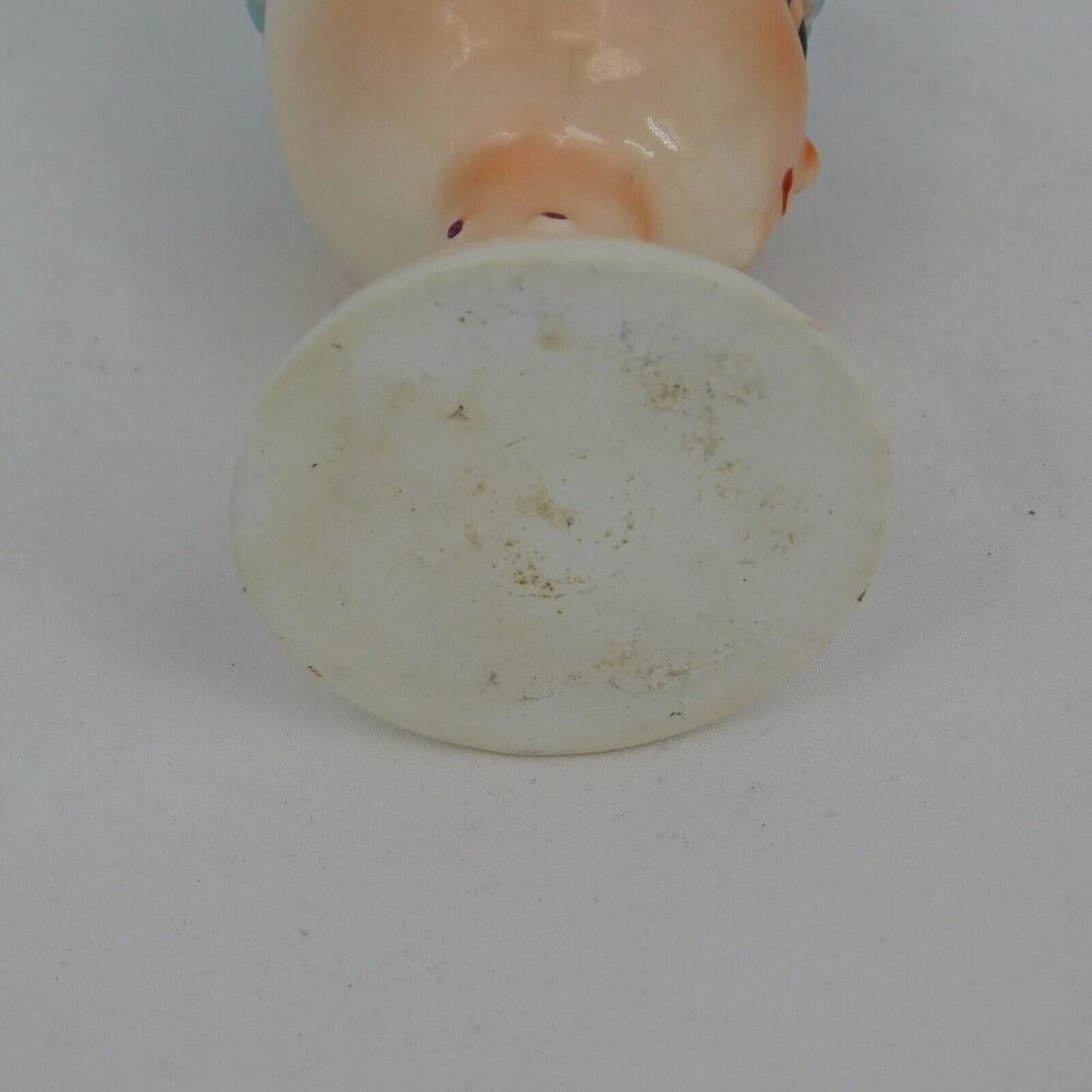 Head Vase Girl Blue Knitted Hat Vintage Japan Ceramic Small Rare 4.5" High FLAW - Picture 6 of 7